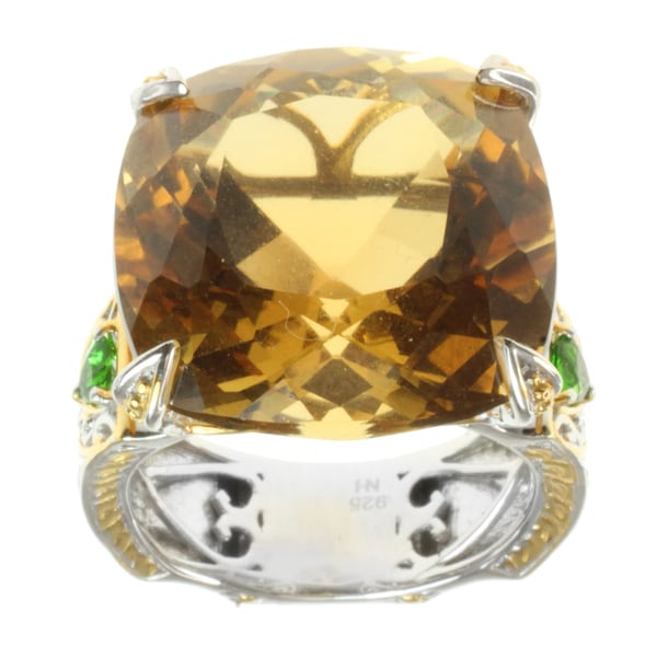 Michael Valitutti Two tone Citrine and Chrome Diopside Ring Michael Valitutti Gemstone Rings