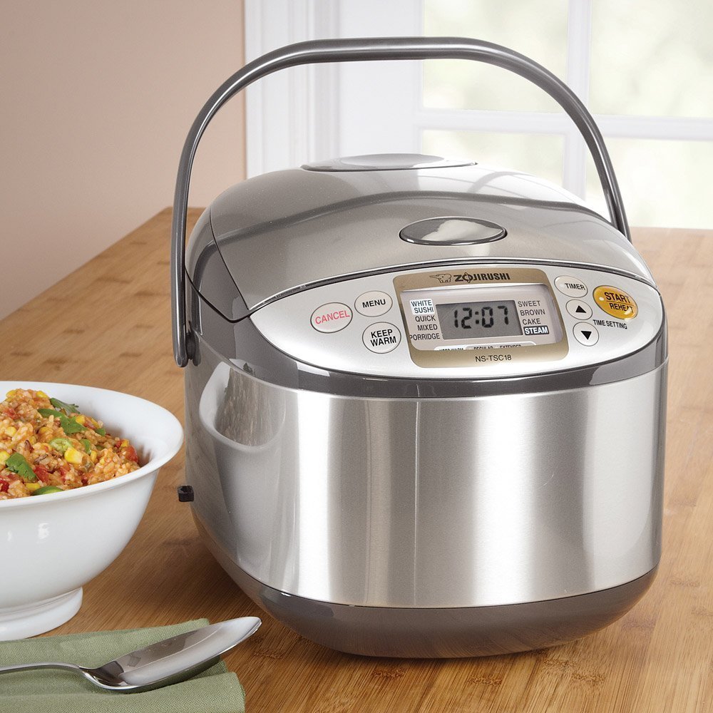 Zojirushi Micom 5-Cup Brown Stainless Rice Cooker with Built-In Timer  NS-TSC10XJ - The Home Depot