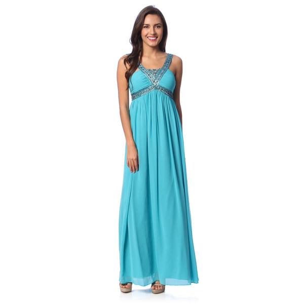 Shop Decode 1.8 Women's Seafoam Beaded Neck Empire Waist Gown ...