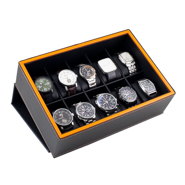 Shop Caddy Bay Collection Carbon Fiber Pattern Flip Top Display Storage