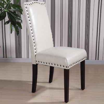 Royal comfort collection Classic Faux Leather Nailhead Trim Parson Chair (Set of 2)
