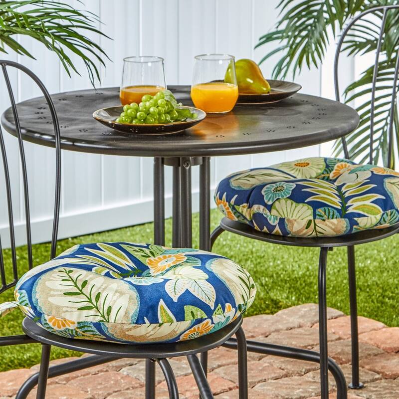 Round 15-inch Outdoor Bistro Chair Cushions (Set of 2)