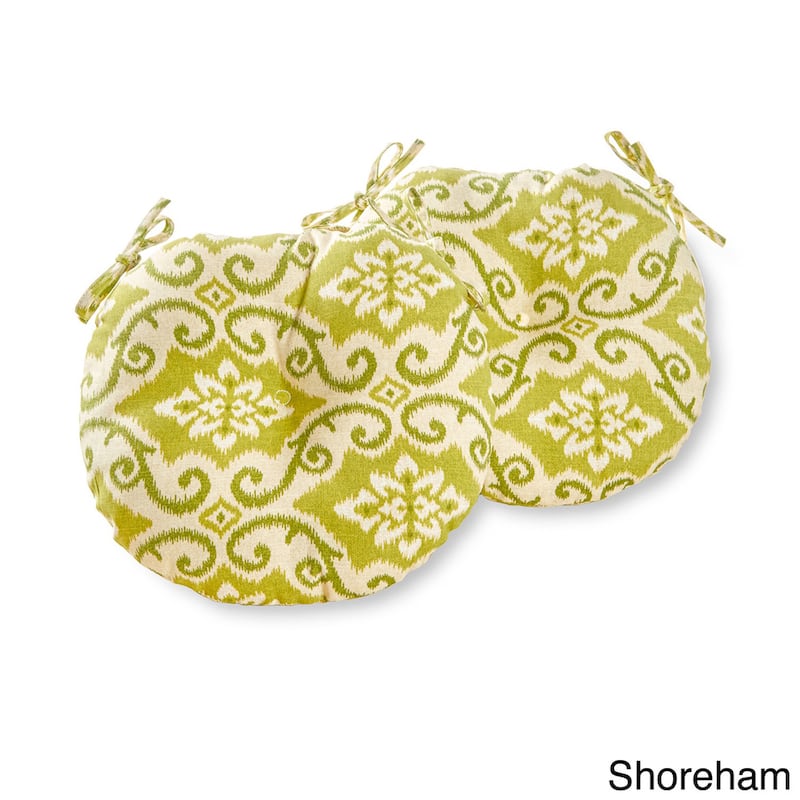 Round 15-inch Outdoor Bistro Chair Cushions (Set of 2) - Green