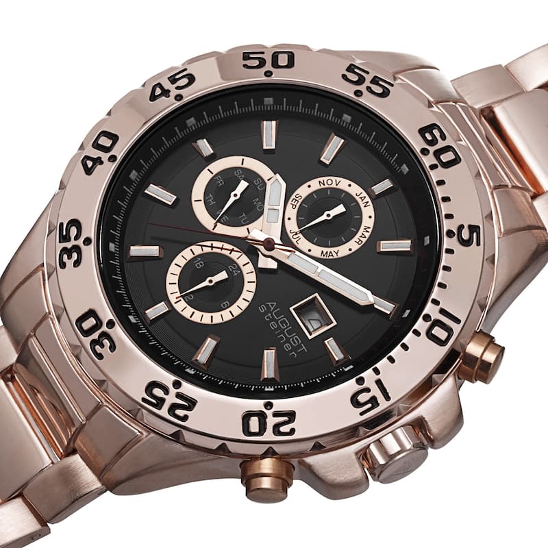 August Steiner Men's Swiss Quartz Multifunction Rose-Tone Bracelet Watch