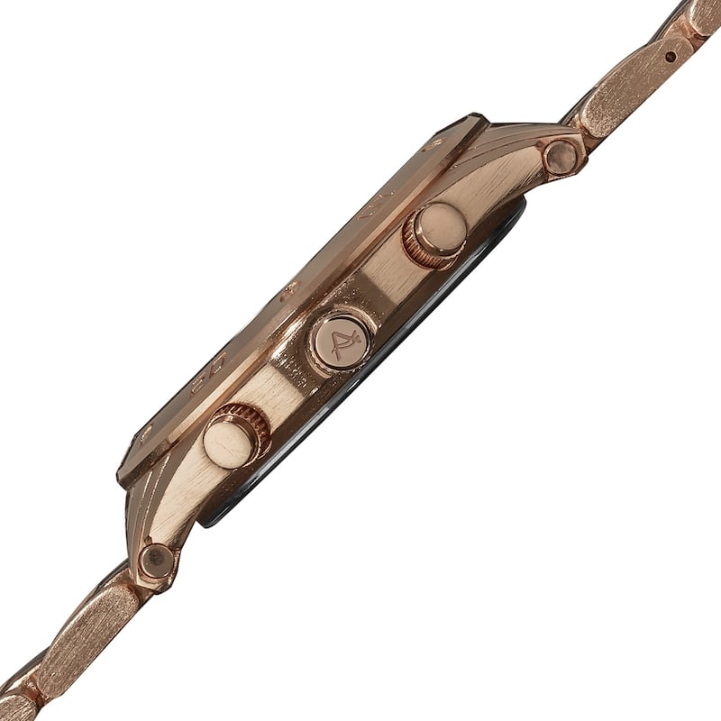 August Steiner Men's Embossed Dial Day/Month Water Resistant Rose-Tone Bracelet Watch