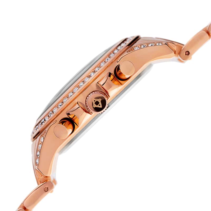 Akribos XXIV Women's Swiss Multifunction Crystal Rose-Tone Bracelet Watch
