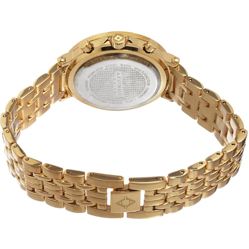Akribos XXIV Women's Swiss Quartz Diamond Multifunction Gold-Tone Bracelet Watch