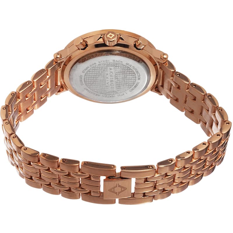 Akribos XXIV Women's Swiss Quartz Diamond Multifunction Rose-Tone Bracelet Watch