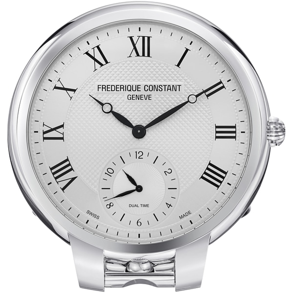 Frederique Constant 208MC7TC6 FC 208MC7TC6 'Clock' Silver Dial Dual Time Desk Clock Frederique Constant Men's More Brands Watches