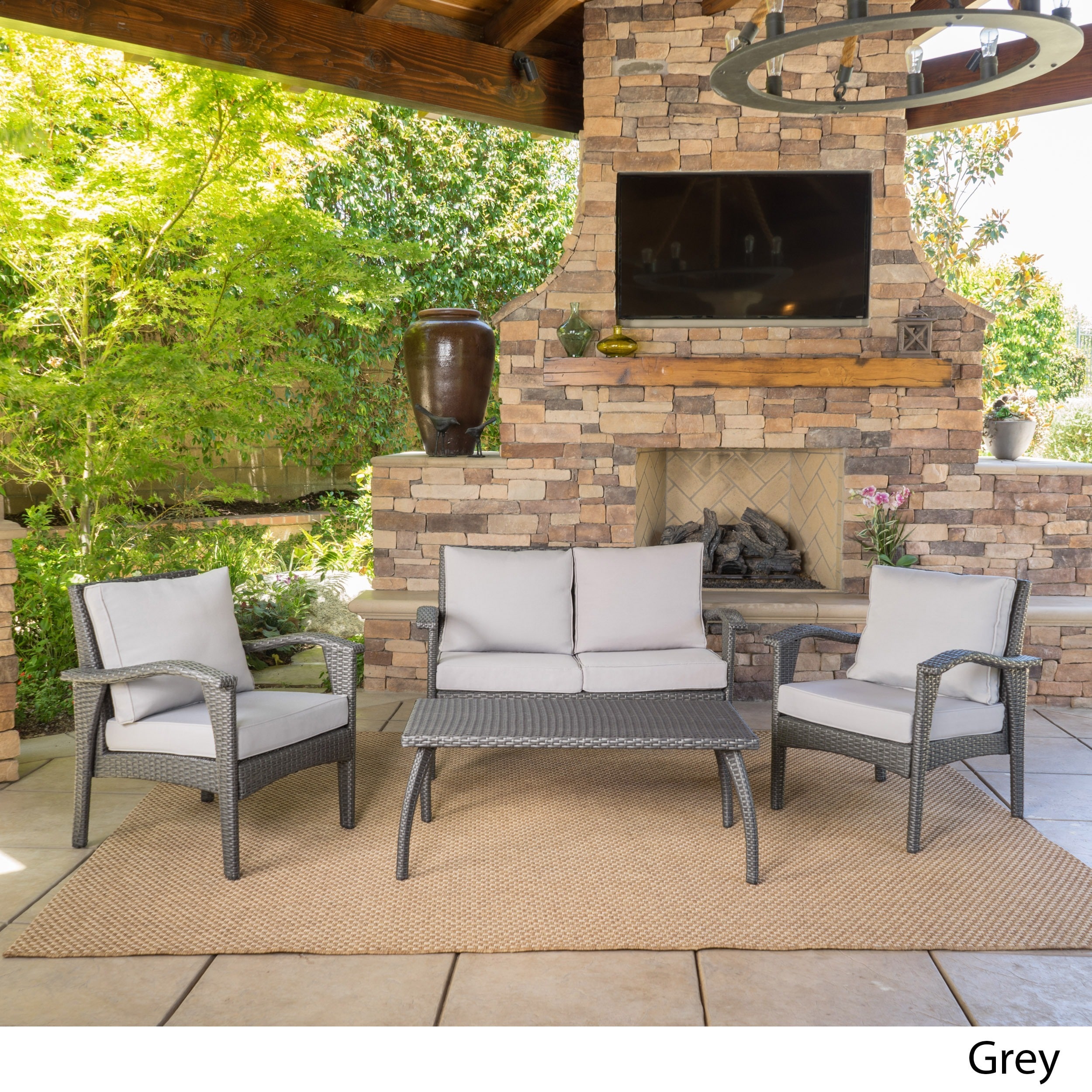 Honolulu Outdoor 4 Piece Cushioned Wicker Seating Set By 4 Piece Cushioned Wicker Seating Set