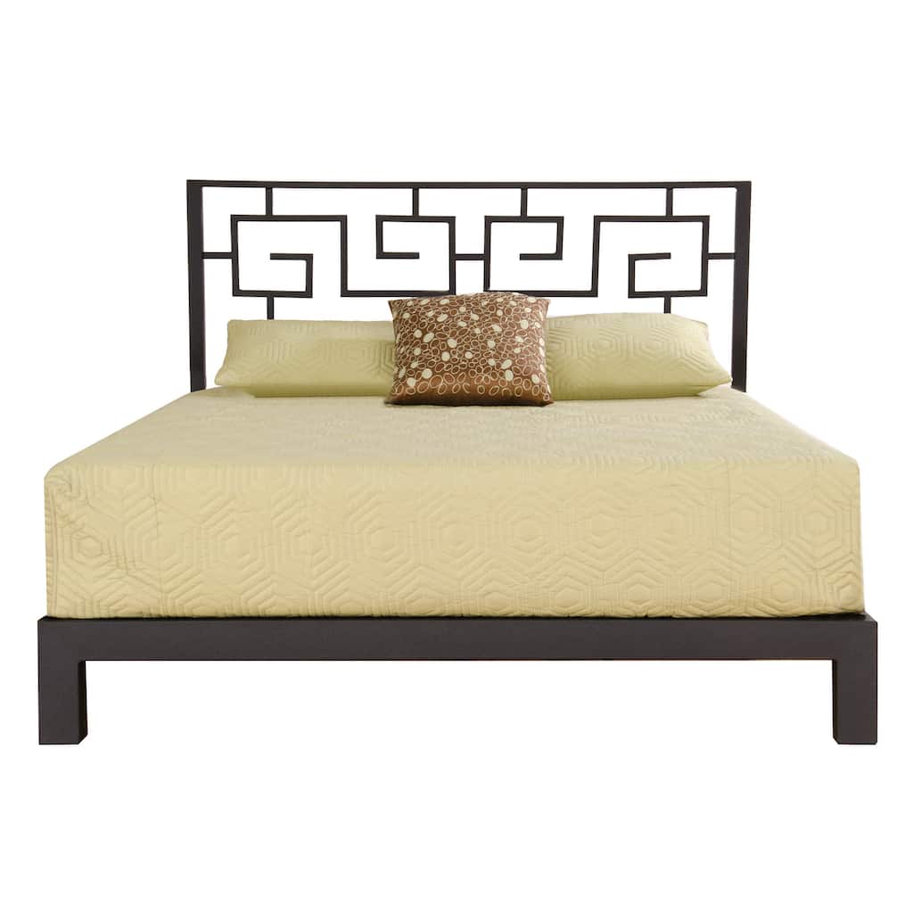 Greek Key Black Headboard and Aura Black Platform Bed