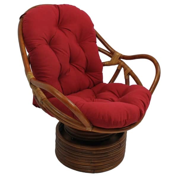 slide 2 of 6, Blazing Needles 48-inch Solid Swivel Rocker Cushion (Cushion Only) Ruby Red