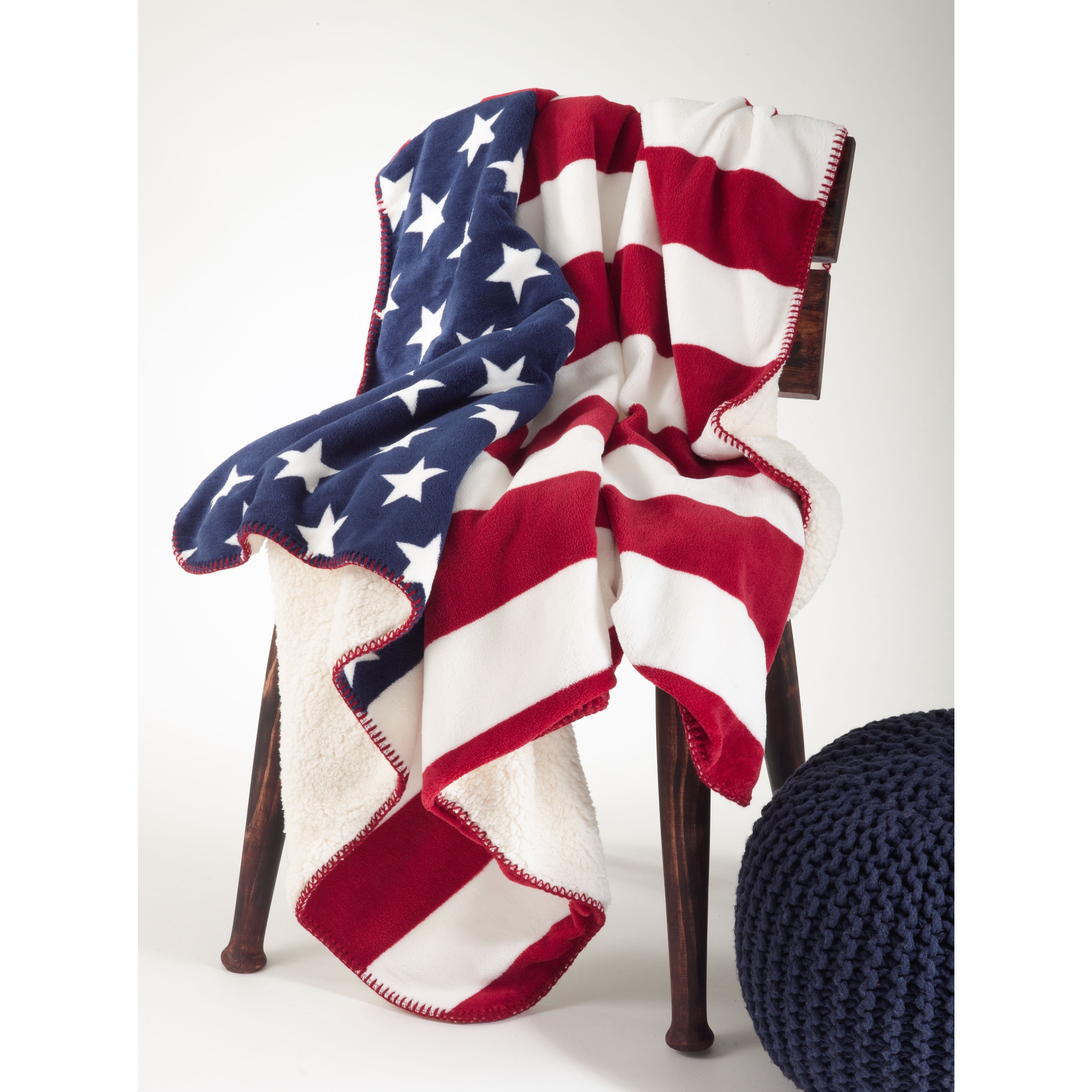 Us Flag Design Sherpa Throw Banket