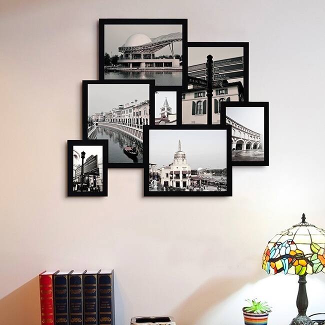 Adeco 7-opening Black 3D Collage Picture Frame