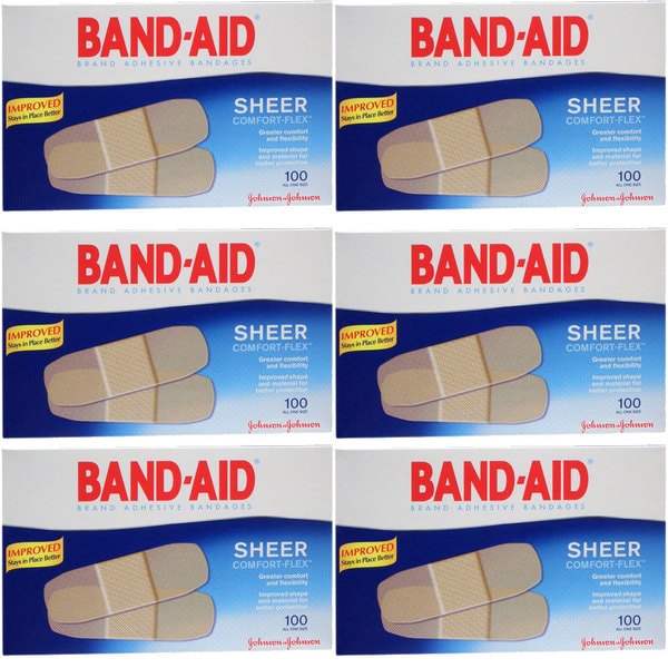 Band Aid Sheer Comfort Flex 100 count Bandages (Pack of 6)   16015154