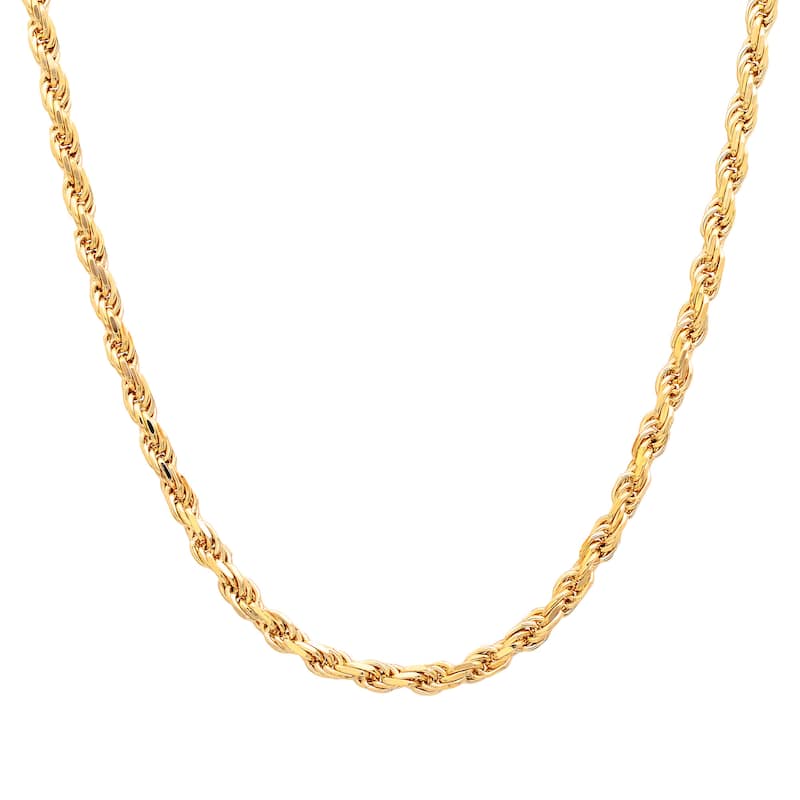 Roberto Martinez Yellow Gold Plated Silver 2.5 mm Rope Chain (18"- 30")