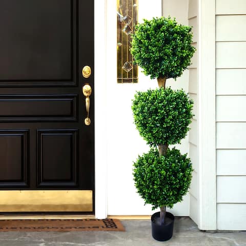 topiary pot indoor tree outdoor artificial ball foot plants trees topiaries boxwood brooklyn triple decorative potted faux plant planter dolan