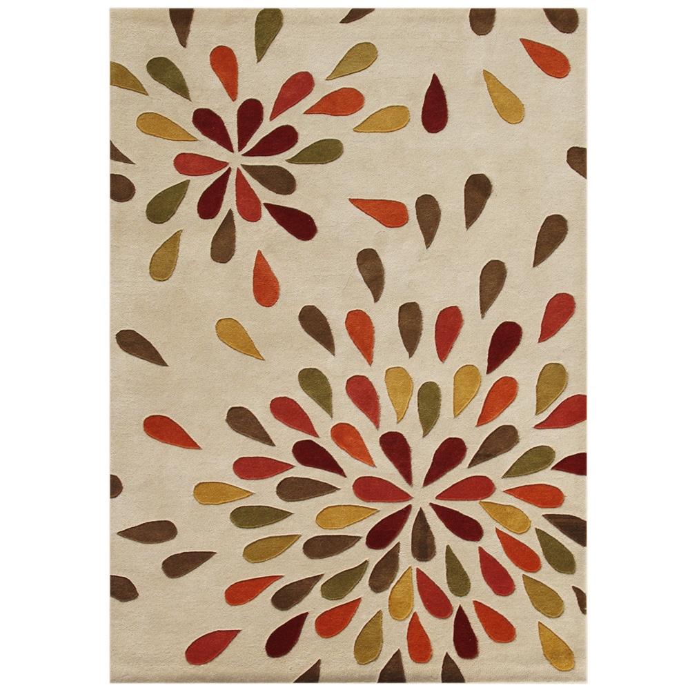 Handmade Alliyah Sand Floral New Zealand Blend Wool Rug (8 X 10)