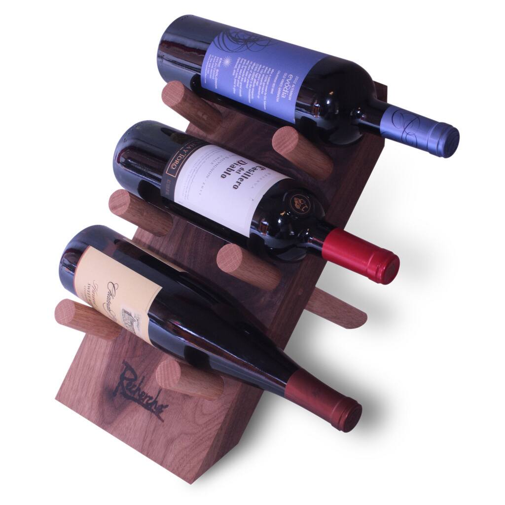 Walnut Wedge 3-bottle Wine Holder