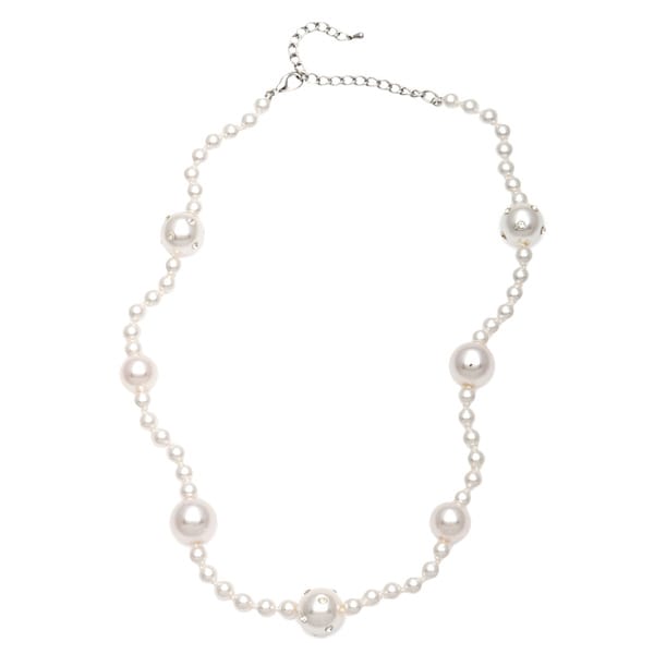 Alexa Starr Short White Pearl and Rhinestone Necklace - Free Shipping ...