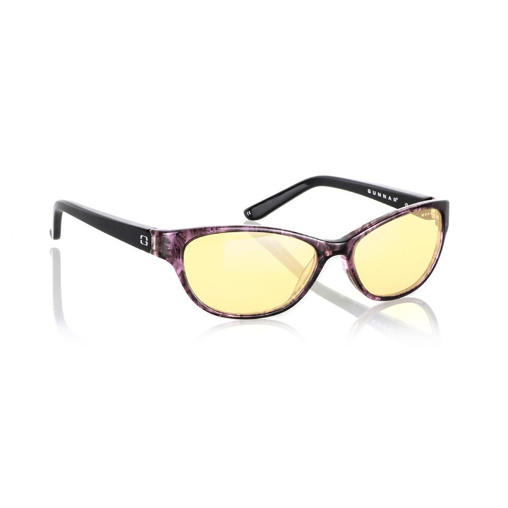 Gunnar Optiks Joule Amethyst Computer Glasses (AmethystStyle ModernModel JOU 05501Material High tensile steelFrame Aluminum magnesiumLens Amber, anti glare lensDimensions Lens 56 mm, bridge 18 mm, arms 120 mmAll measurements are approximate and may 