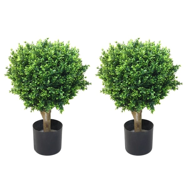 Romano 2-foot Indoor/ Outdoor Hedyotis Topiary Trees (Set of 2) - solid copper