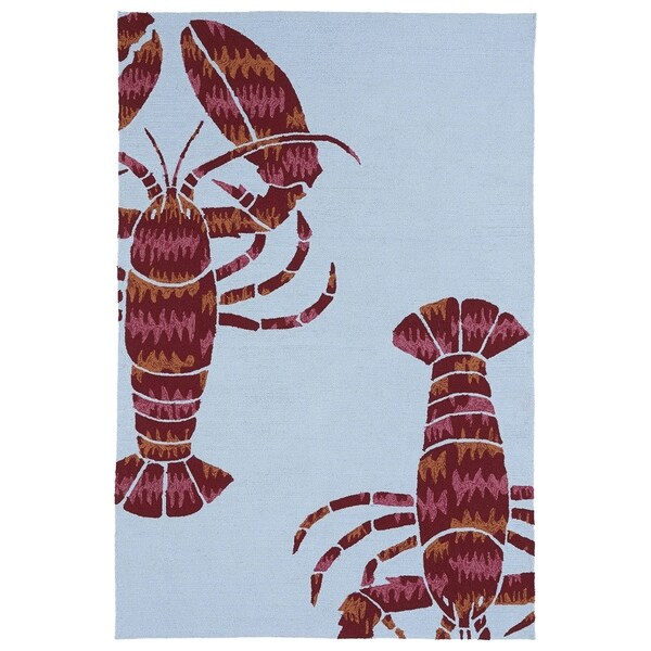 Handmade Luau Blue Lobster Indoor/ Outdoor Rug - 8'6 x 11'6