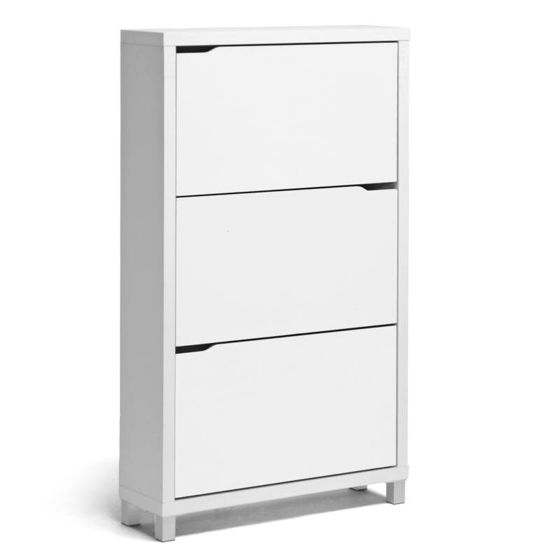 Baxton Studio Simms 3-tier White Wood Modern Shoe Cabinet