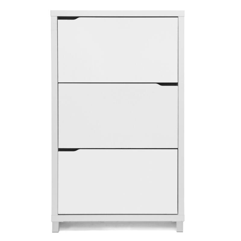 Baxton Studio Simms 3-tier White Wood Modern Shoe Cabinet