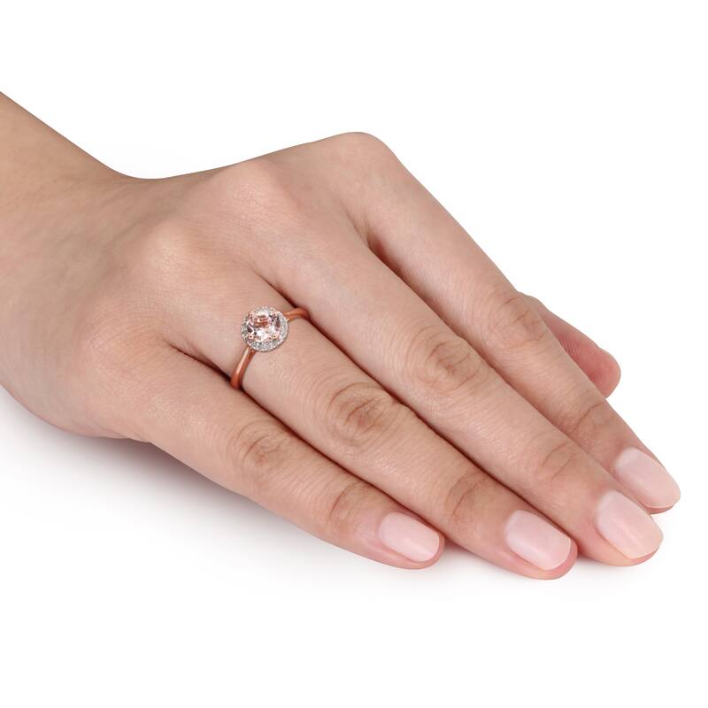 Miadora Rose Goldplated Silver Morganite and 1/10ct TDW Diamond Ring (I-J, I3)