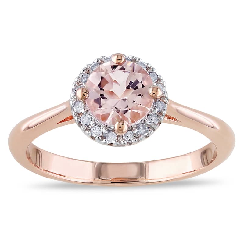 Miadora Rose Goldplated Silver Morganite and 1/10ct TDW Diamond Ring (I-J, I3) - 5