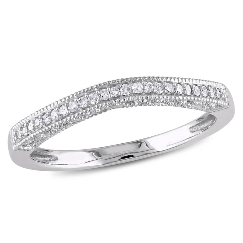 Miadora 10k White Gold 1/10ct. Diamond Curved Wedding Band - 5