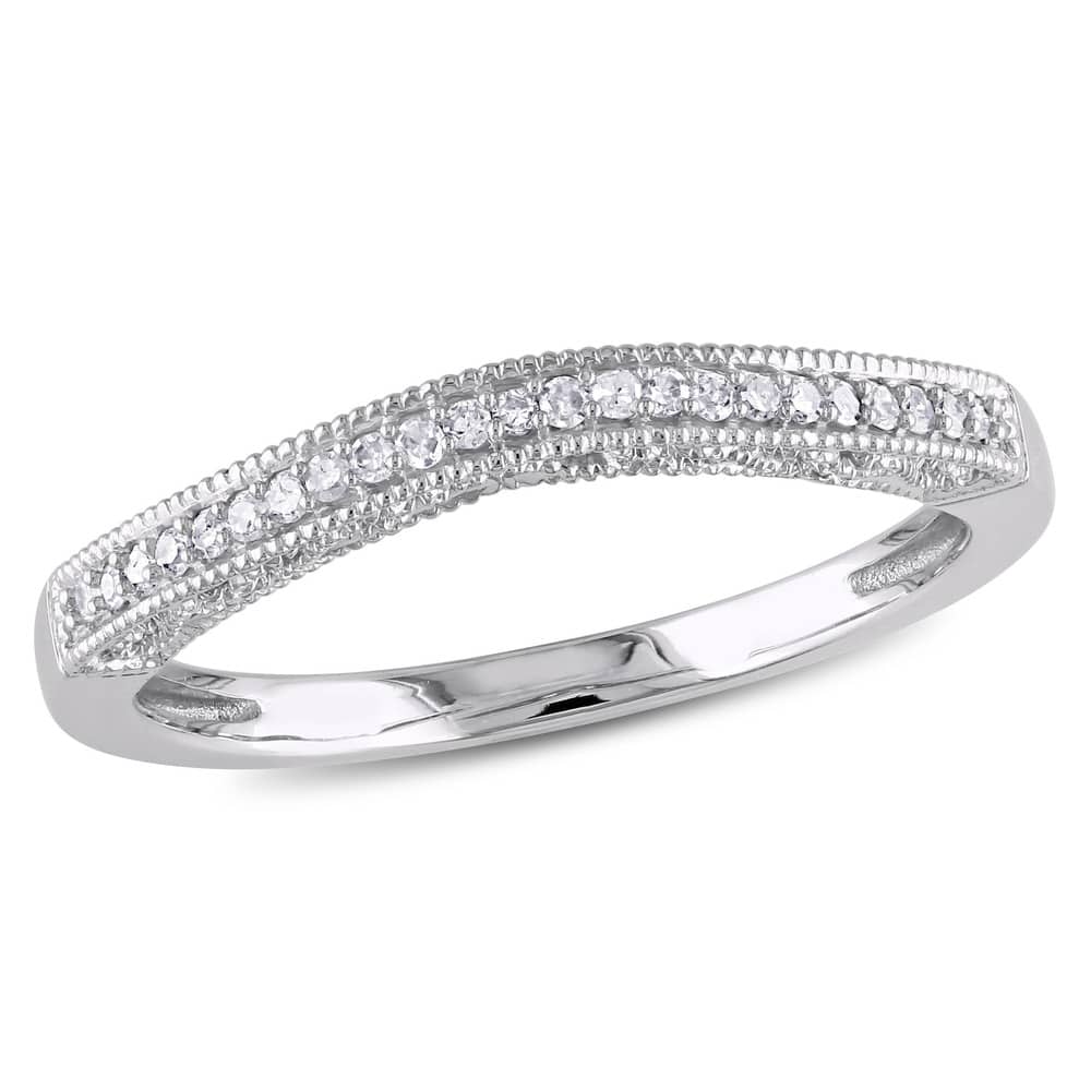 Miadora 10k White Gold 1/10ct. Diamond Curved Wedding Band
