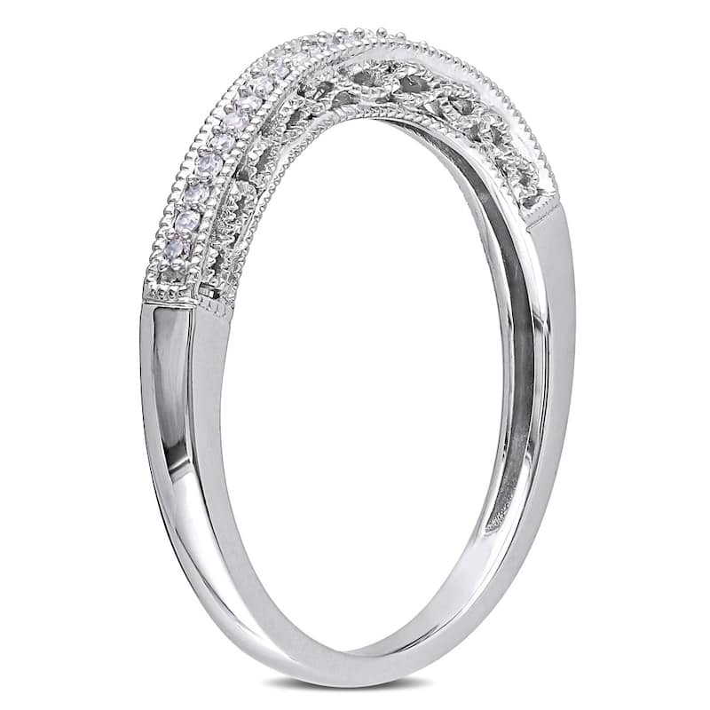 Miadora 10k White Gold 1/10ct. Diamond Curved Wedding Band