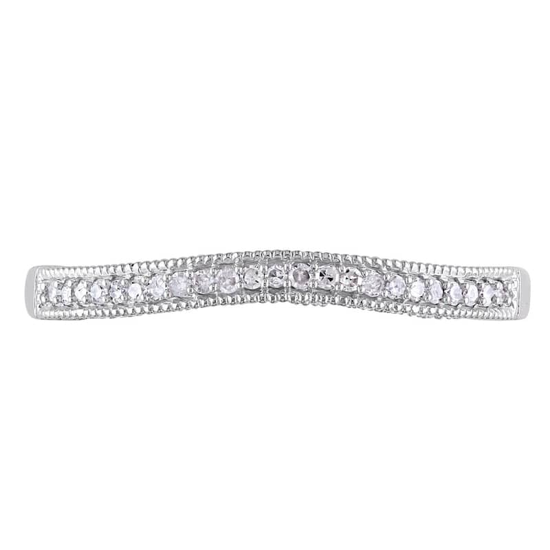 Miadora 10k White Gold 1/10ct. Diamond Curved Wedding Band