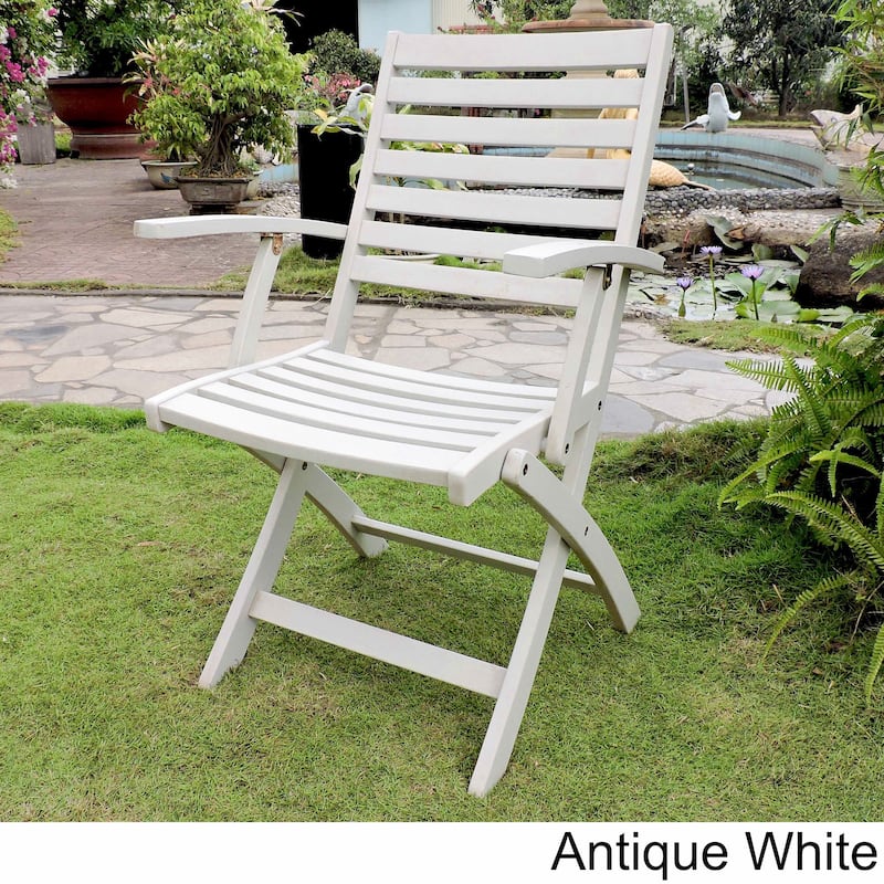 Royal Fiji Acacia Folding Dining Chairs (Set of 2) - Antique White
