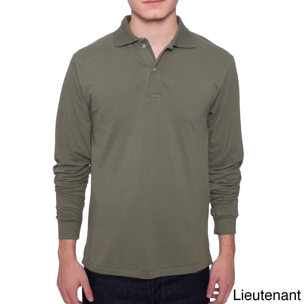American Apparel American Apparel Mens Pique Cotton Long Sleeve Shirt Green Size XS