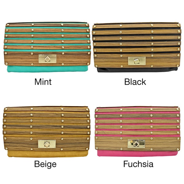 'Brooke' Wooden Paneled Clutch Bag Clutches & Evening Bags