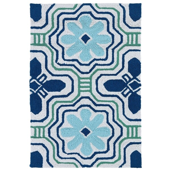 Handmade Luau Ivory Tile Indoor/ Outdoor Rug - 2' x 3'