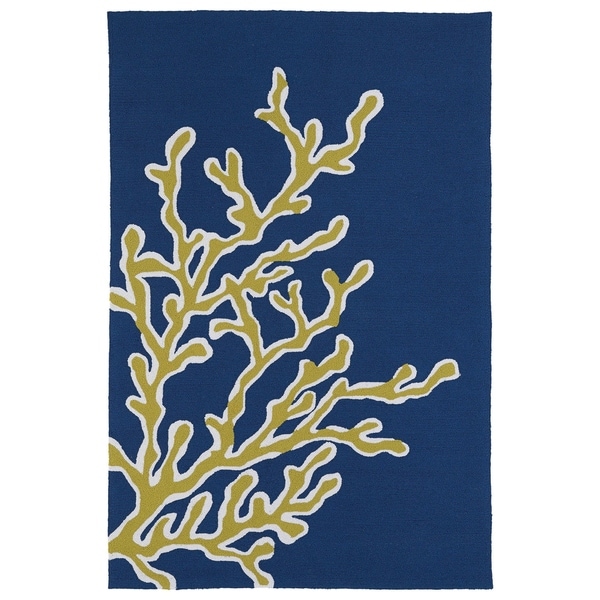 Indoor/ Outdoor Luau Blue Coral Rug - 8'6 x 11'6