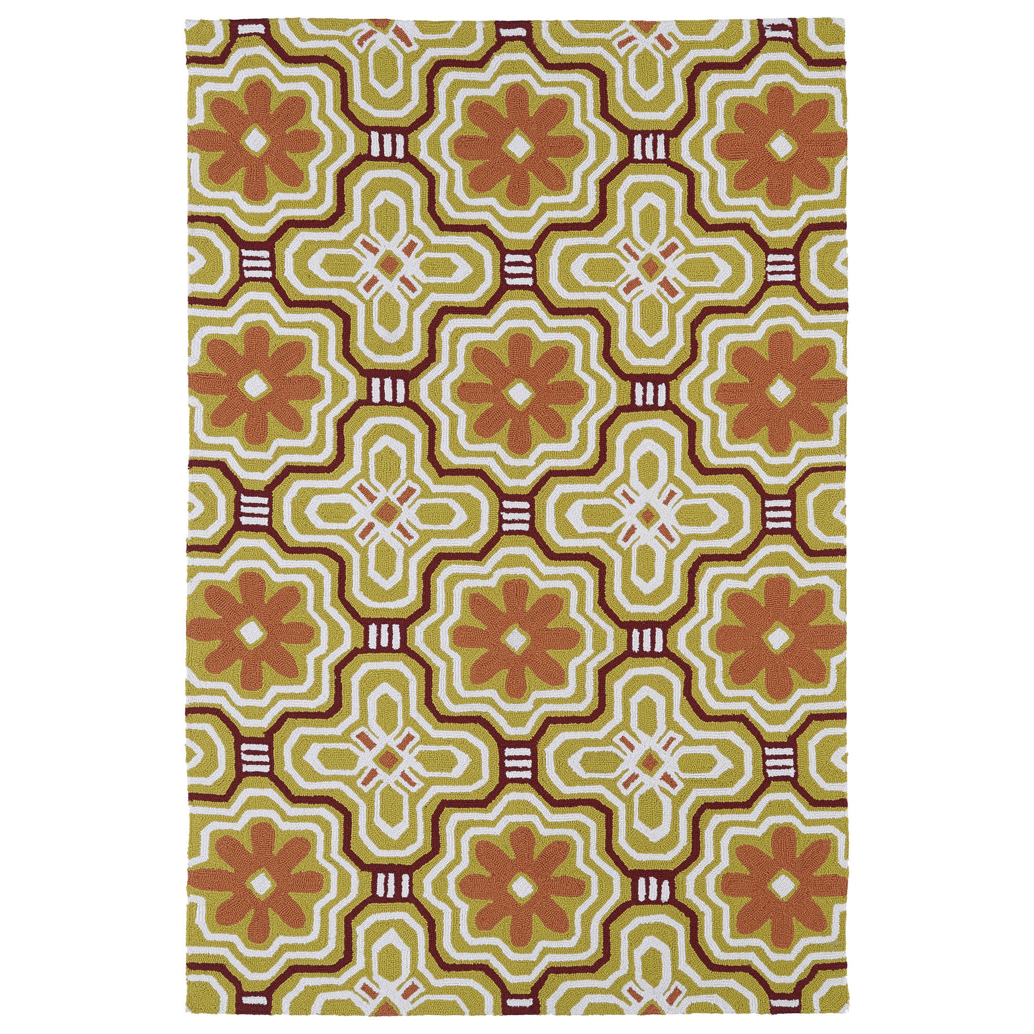 Handmade Luau Gold Tile Indoor/ Outdoor Rug (86 X 116)