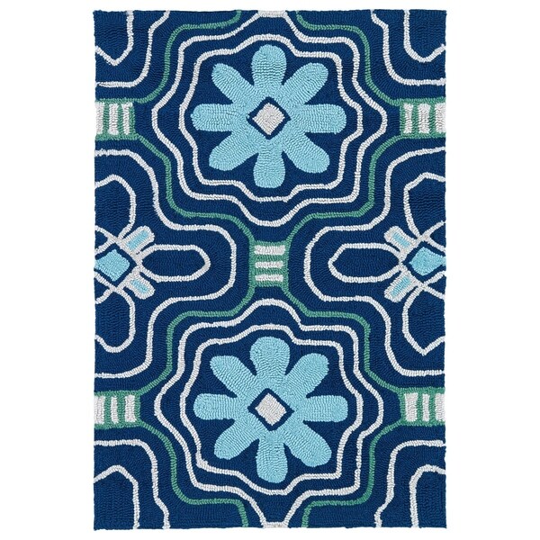 Indoor/ Outdoor Luau Blue Tile Rug - 2' x 3'