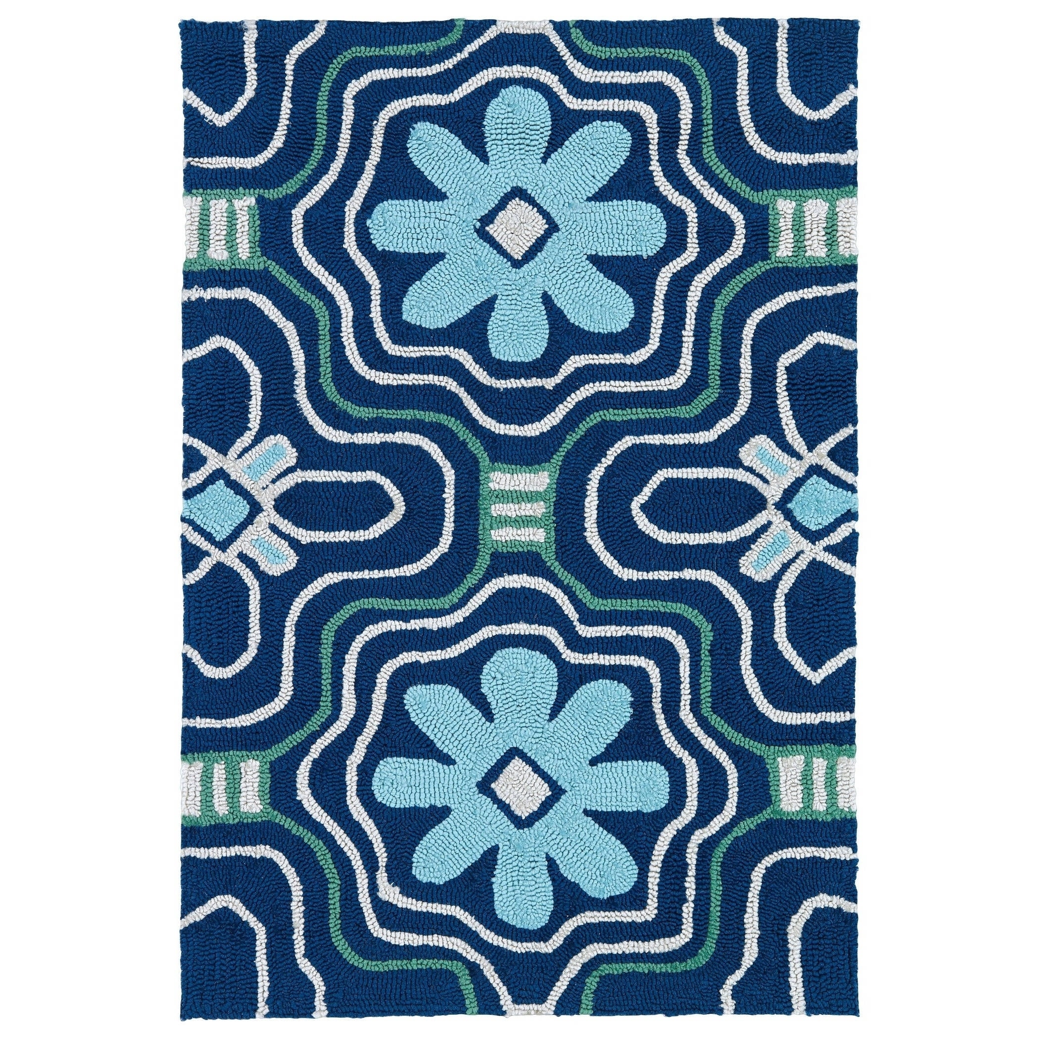 Indoor/ Outdoor Luau Blue Tile Rug (2 X 3)