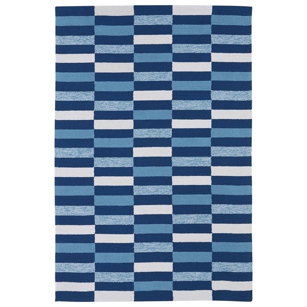 Indoor/ Outdoor Luau Blue Stripes Rug (3' x 5') - 3' x 5'