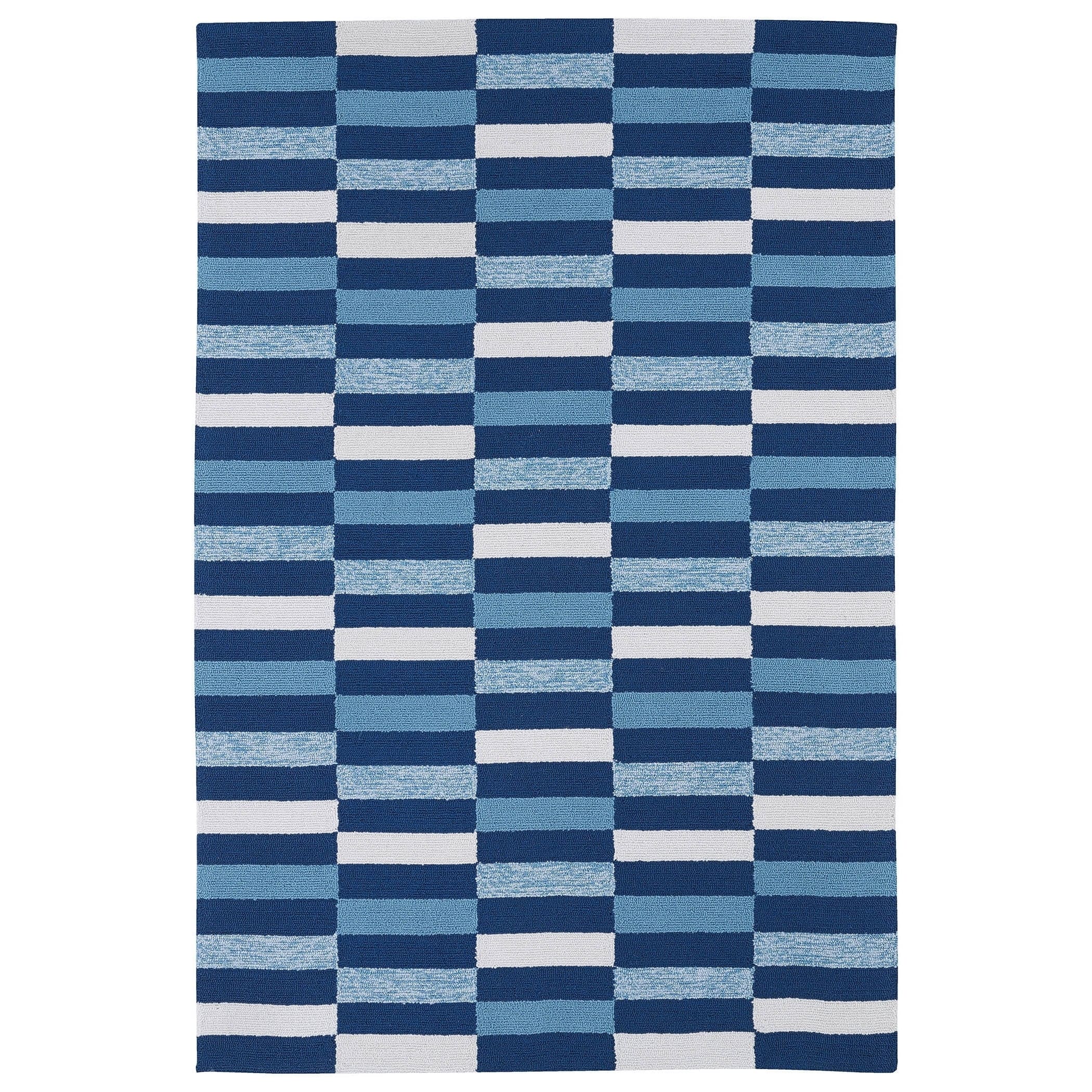 Indoor/ Outdoor Luau Blue Stripes Rug (5 X 76)