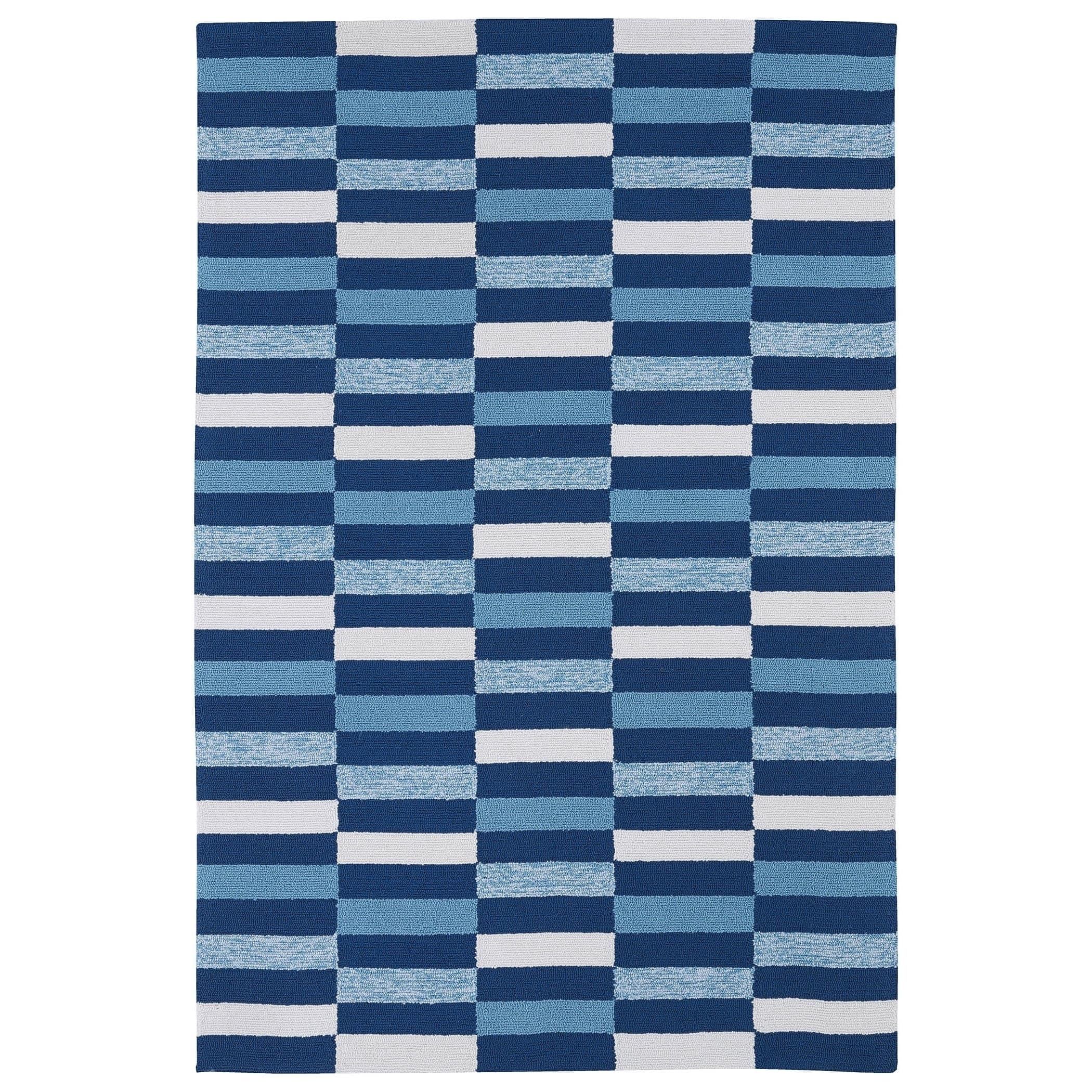 Indoor/ Outdoor Luau Blue Stripes Rug (86 X 116)