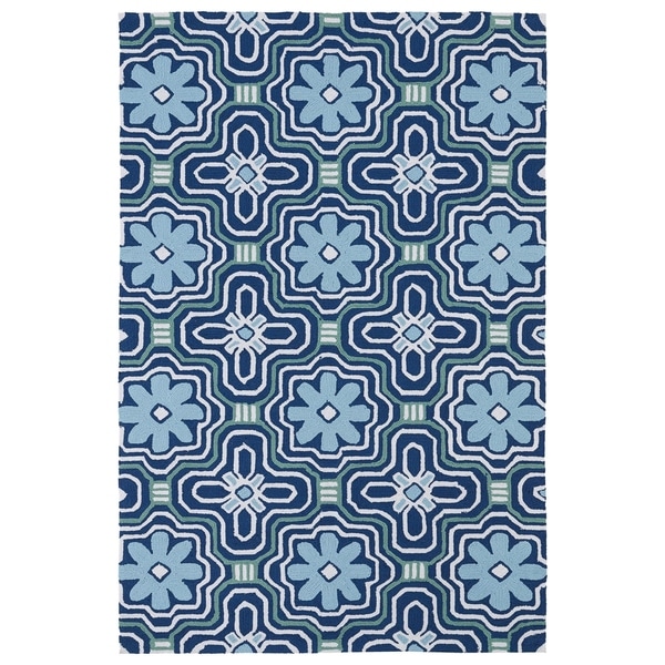 Indoor/ Outdoor Luau Blue Tile Rug (3' x 5') - 3' x 5'
