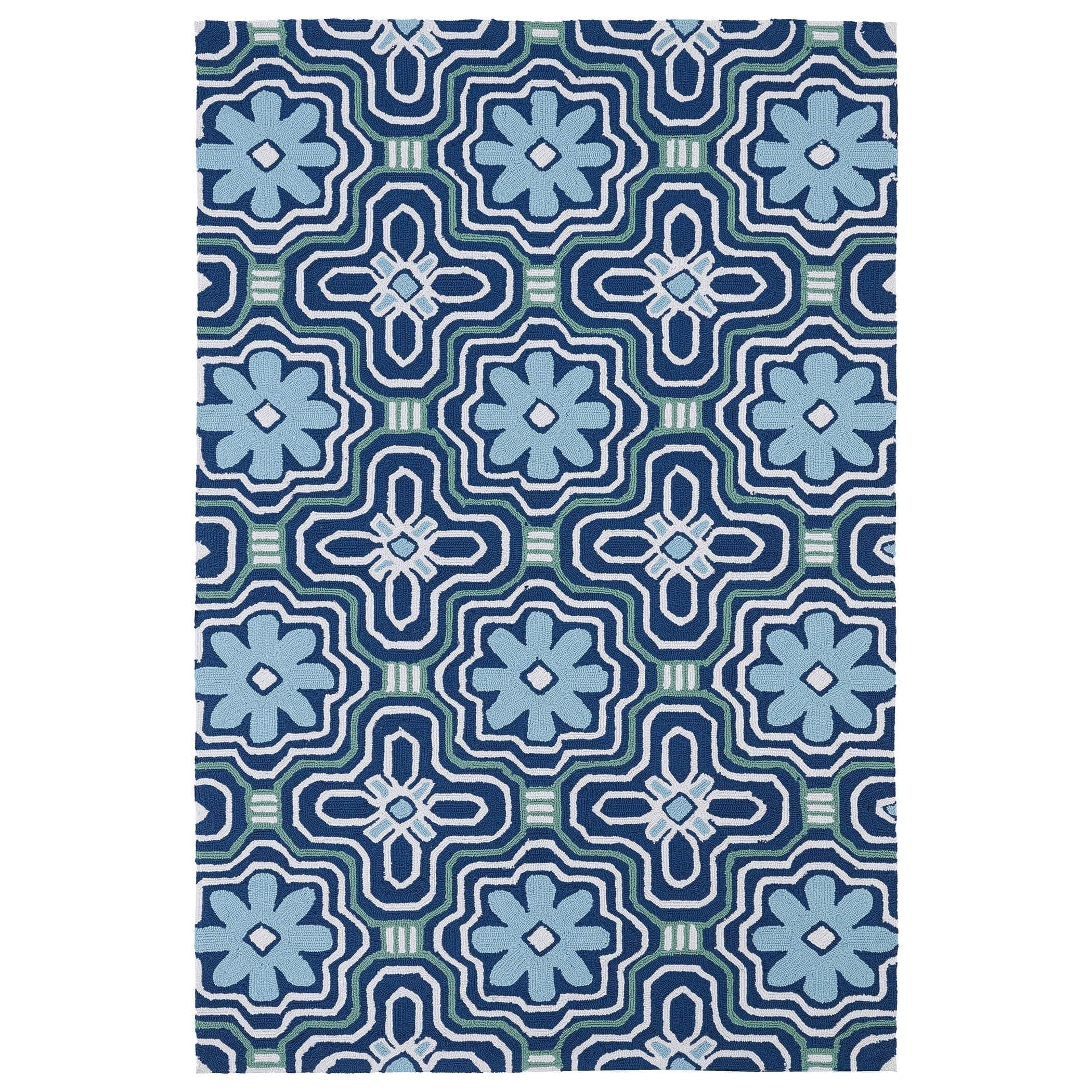 Indoor/ Outdoor Luau Blue Tile Rug (3 X 5)