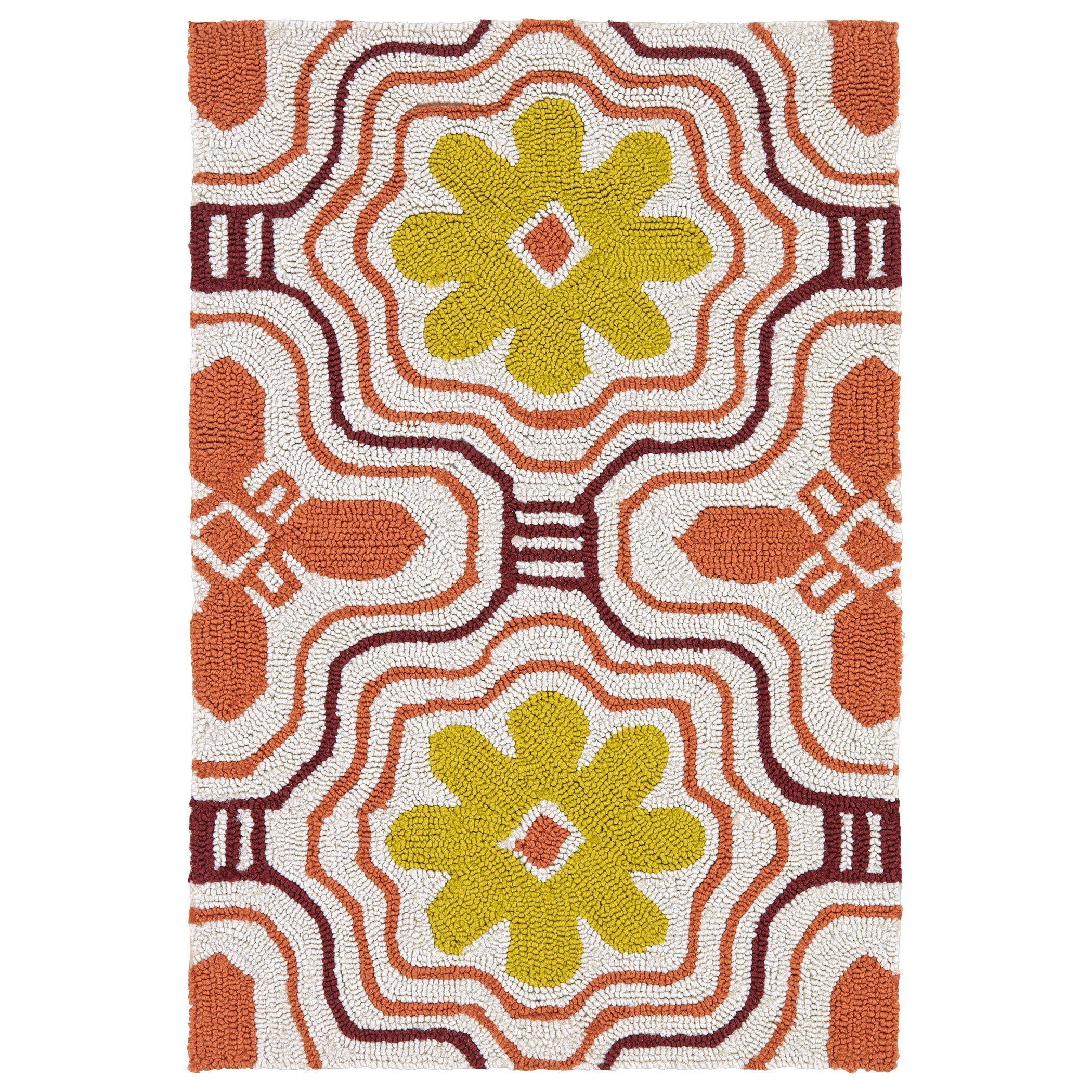 Indoor/ Outdoor Luau Orange Tile Rug (2 X 3)