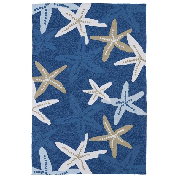 Havenside Home Shi Shi Blue Starfish Print Indoor/ Outdoor Area Rug - 8'6 x 11'6
